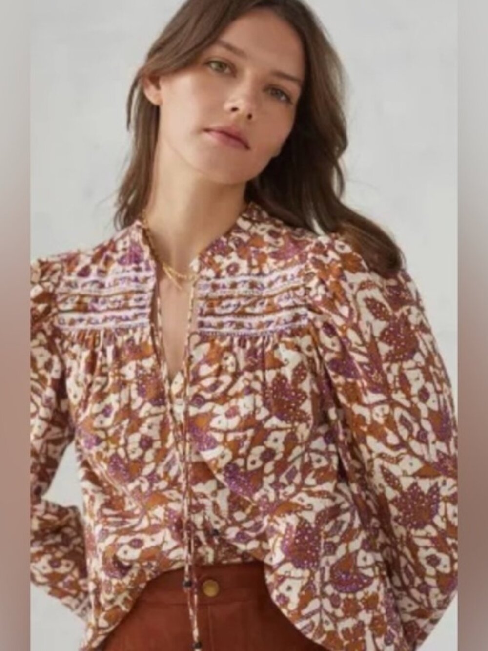 Festival Goers: Beautiful Love the Label Batik Pintuck Top M - Picture 2 of 8